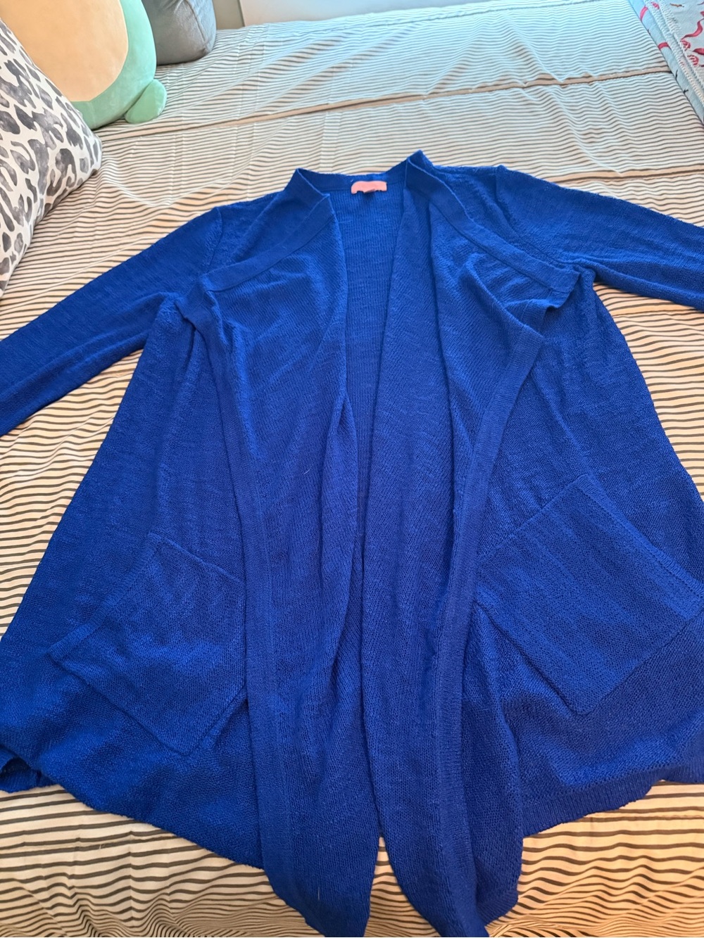 Lilly Pulitzer Cobalt Open-Front Cardigan